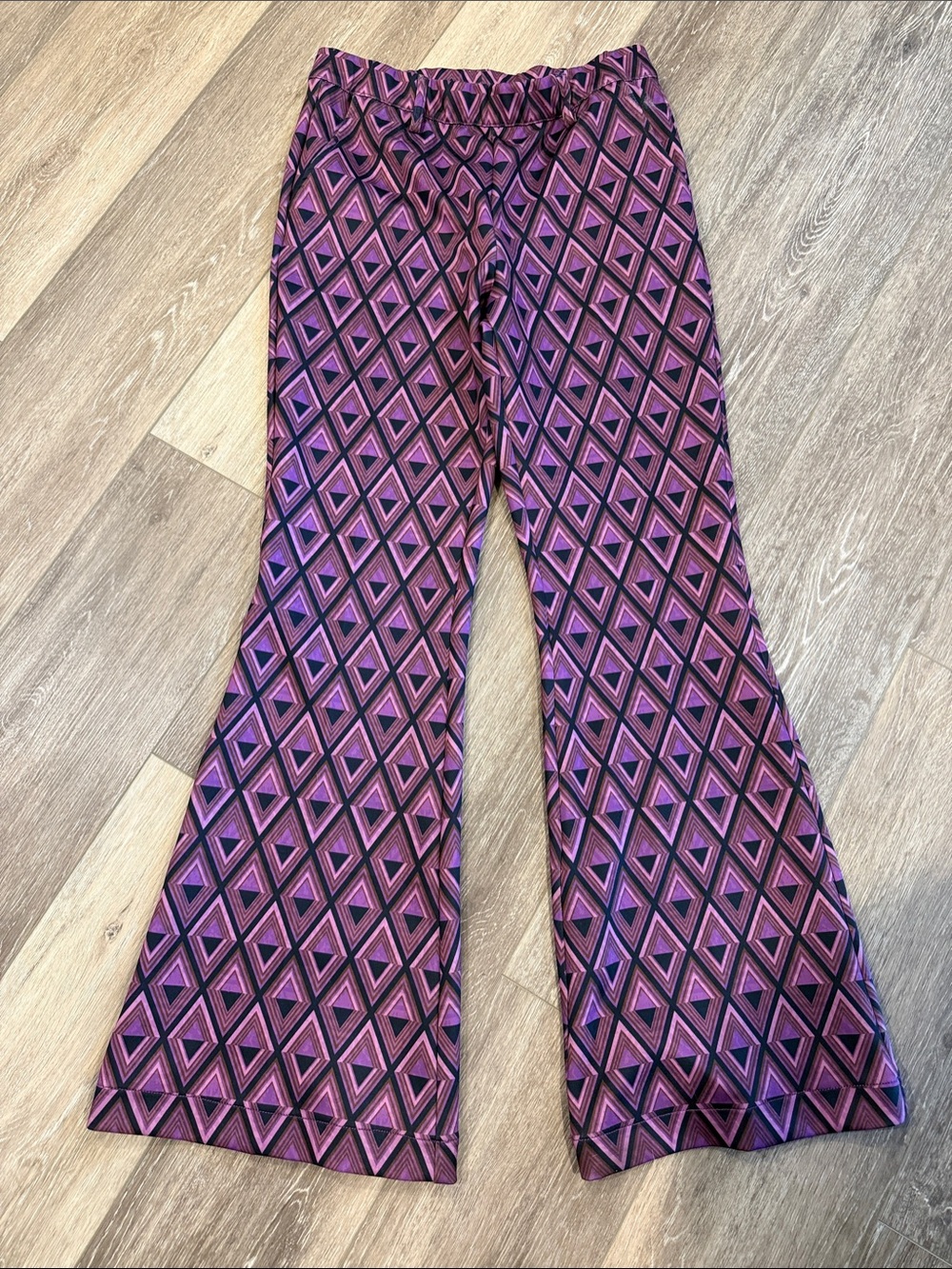 Women’s Wide Leg Pink Geometric Flare Pants